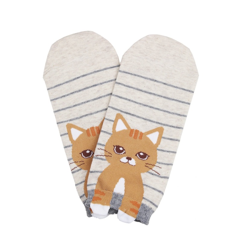 Cecelia the Cat Cotton Ankle Socks Brown