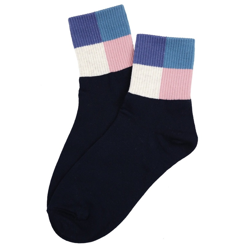 Cube Cotton Socks Navy