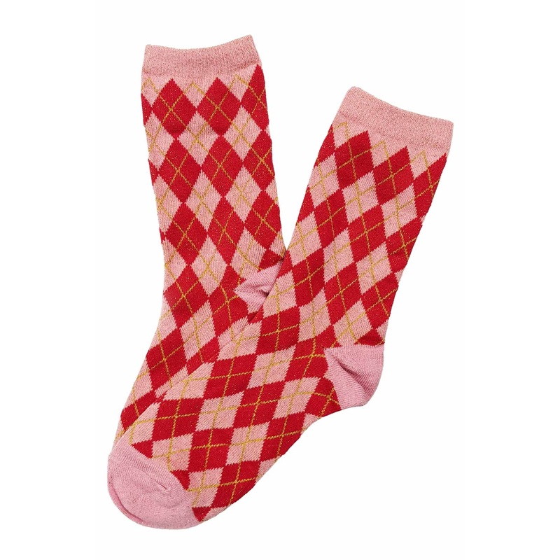 Diamond Glitter Socks Pink and Red