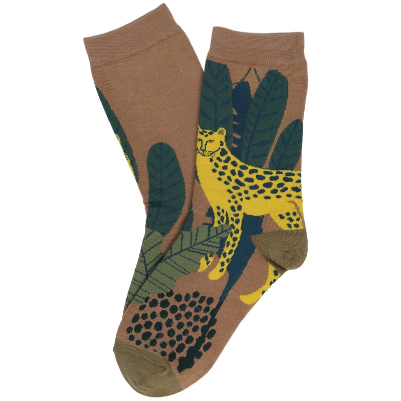Eye of the Tiger Cotton Socks Brown
