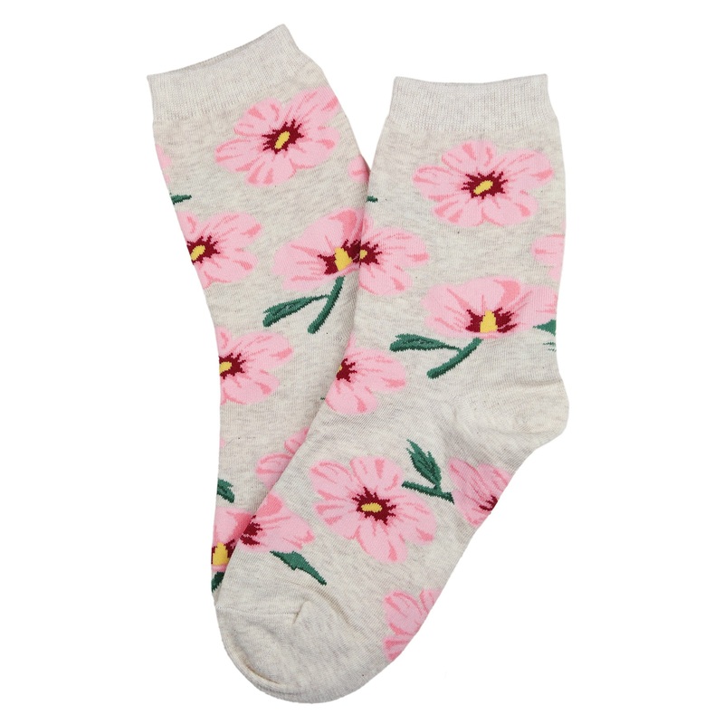 Fantastic Garden Flower Cotton Socks Beige