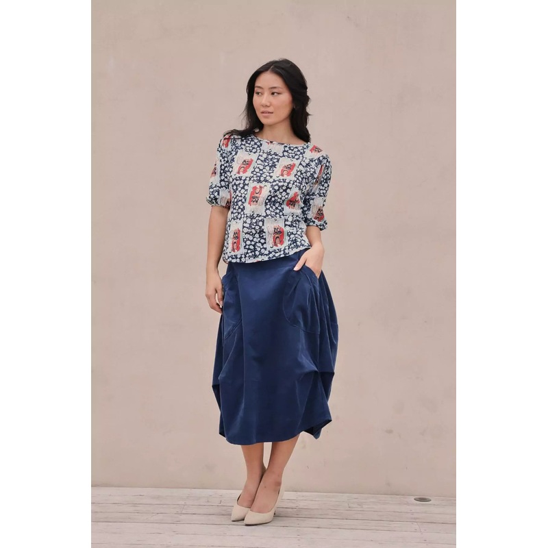 Felix Blouse Navy in Cotton