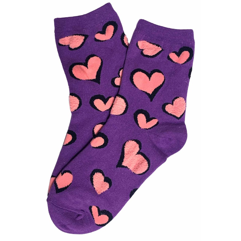 Fuzzy Heart Socks Purple