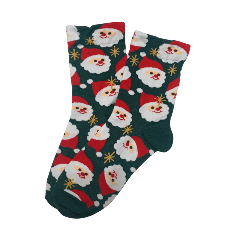 Happy Santa Socks Green
