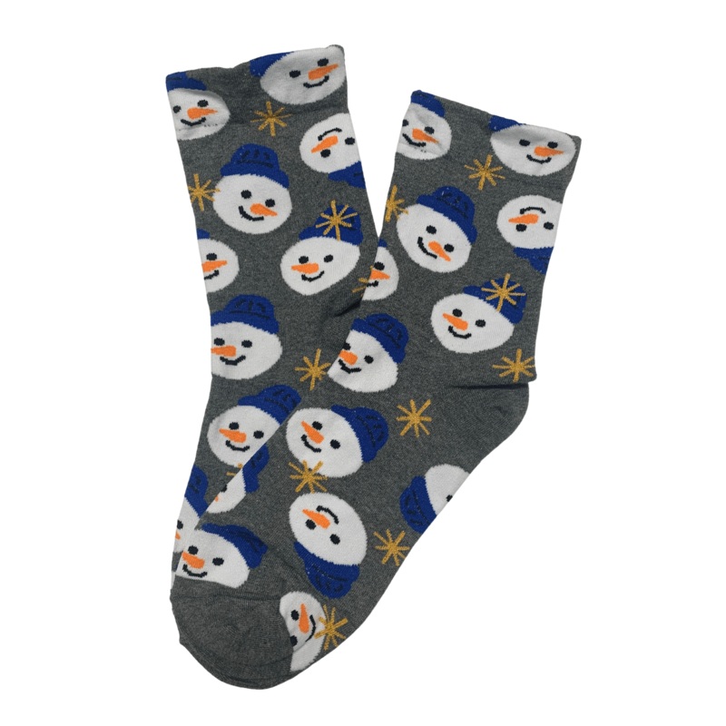 Happy Snowman Socks Grey