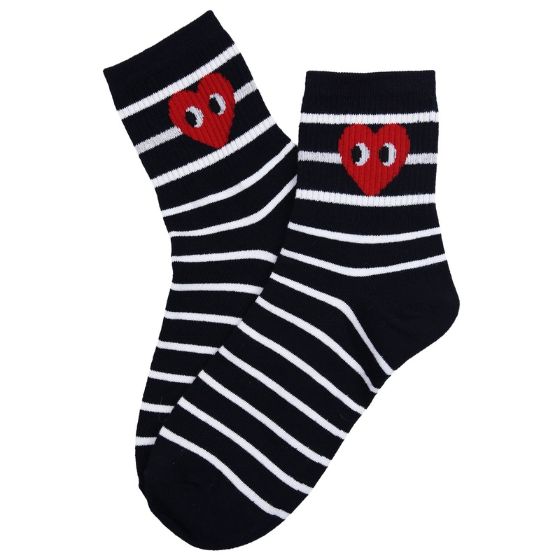 Harry Heart Stripe Cotton Socks Navy