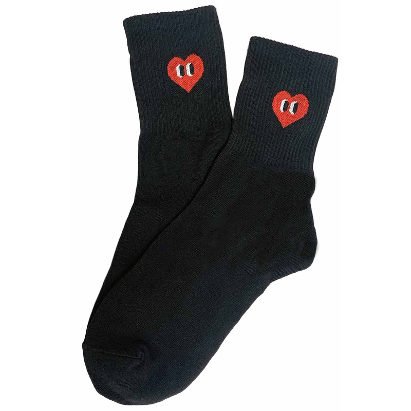 Heart Face Socks Black