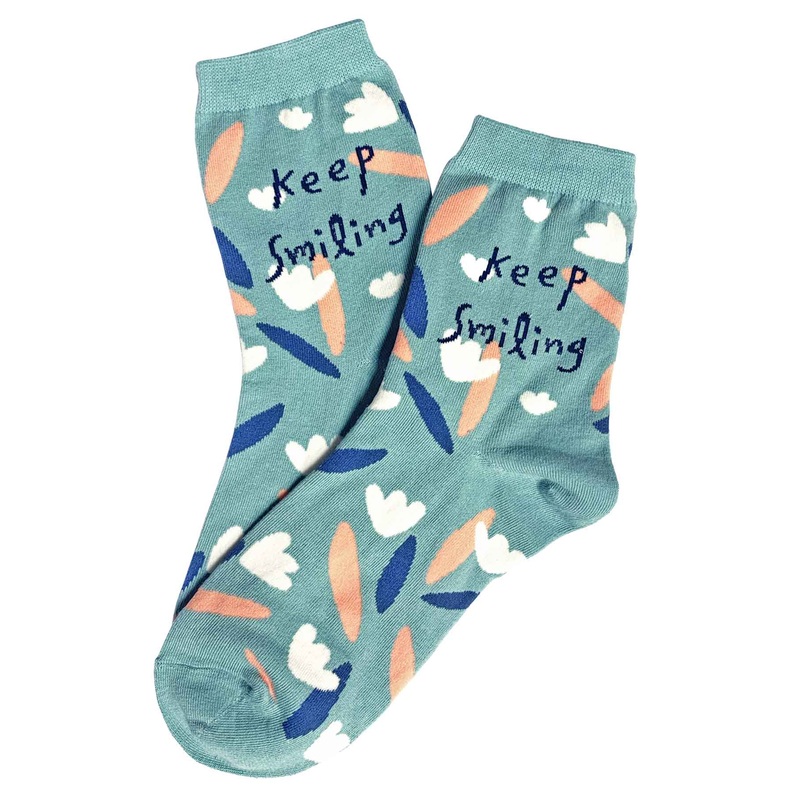 Keep Smiling Socks Light Teal