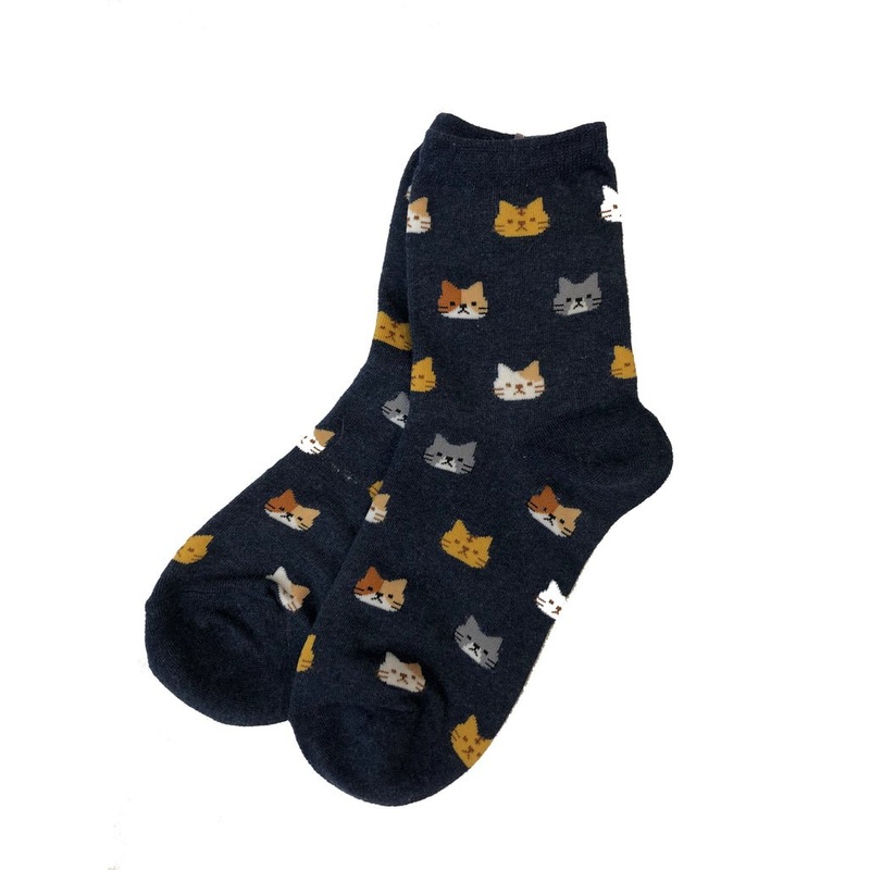 Kitchen Cats Cotton Socks Navy