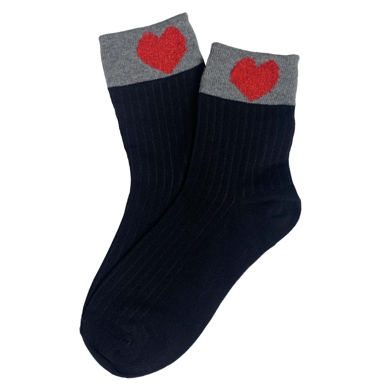 Love Heart Socks Black