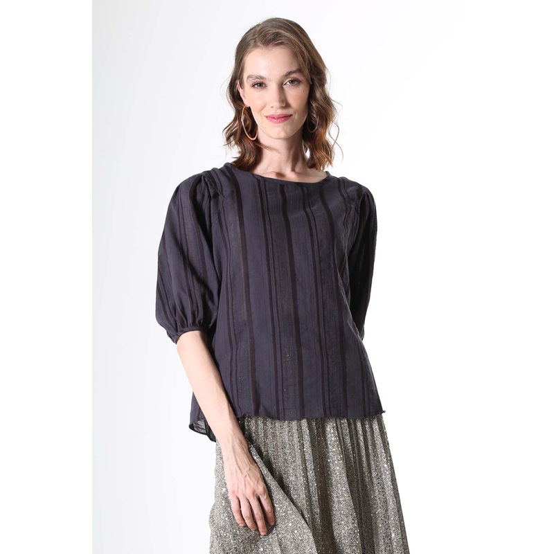 Avenida Textured Blouse Ink in Cotton Blend