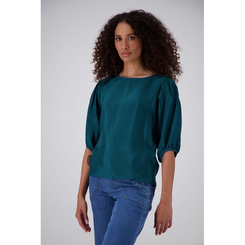 Bordeaux Blouse Teal in Cupro Twill