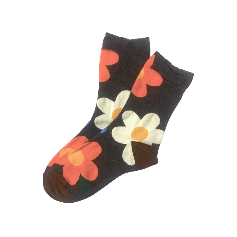 Brown Giant Flower Socks