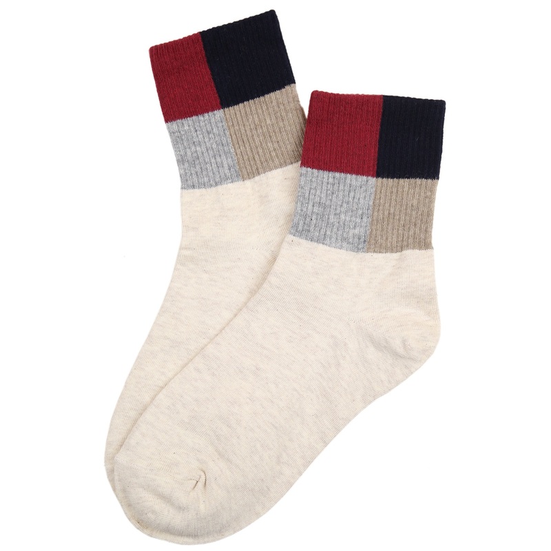 Cube Cotton Socks Beige