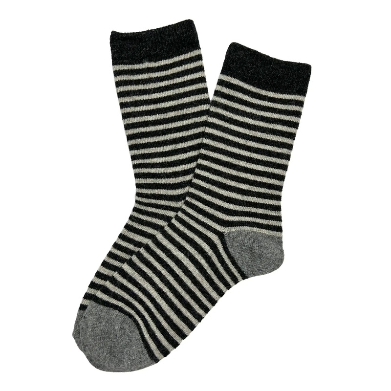 Fine Lines Wool Socks Black