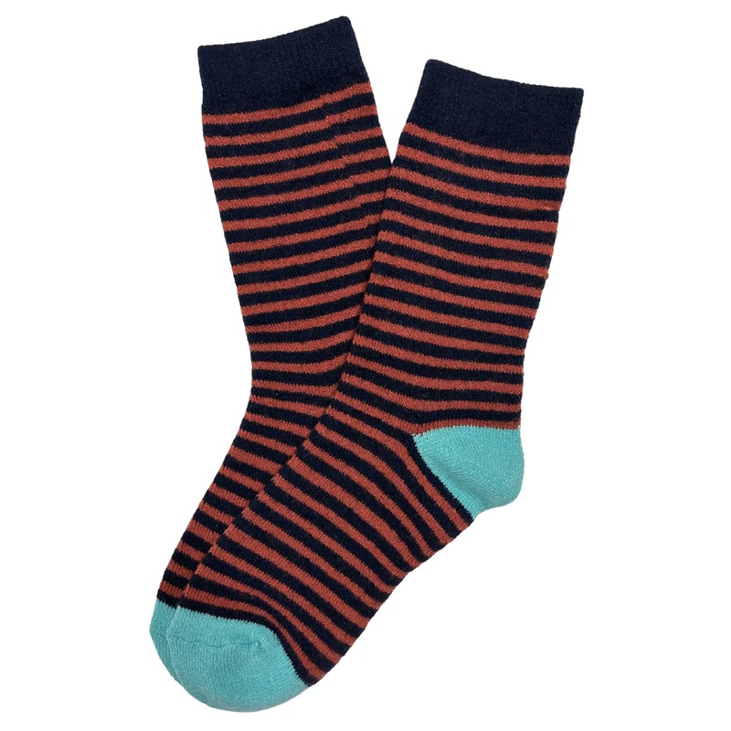 Fine Lines Wool Socks Navy