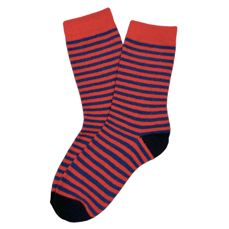 Fine Lines Wool Socks Red