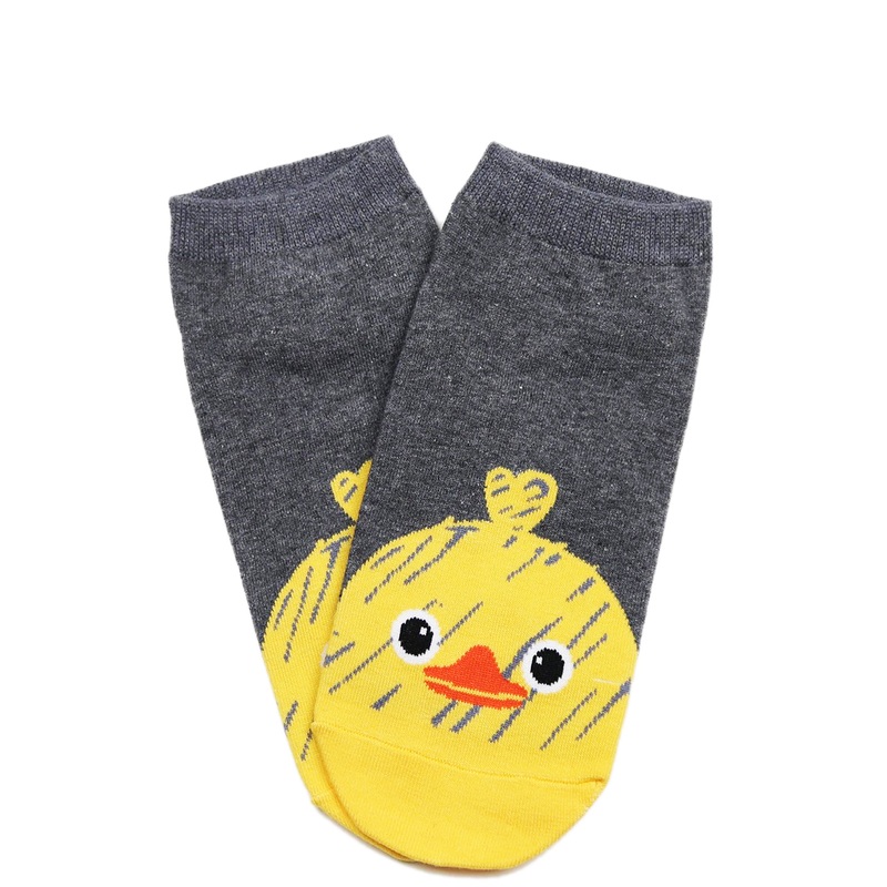 Peeking Duck Cotton Ankle Socks Charcoal