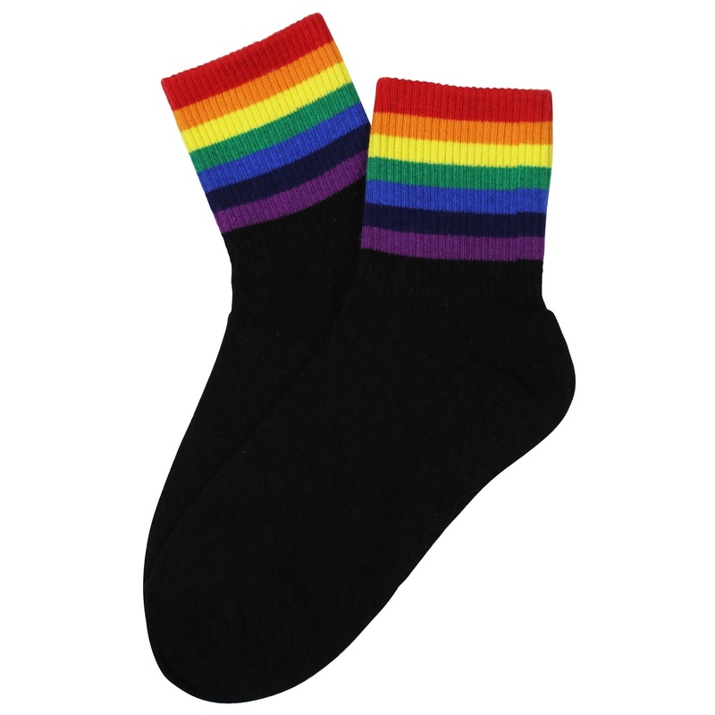 Rainbow Stripe Cotton Socks Black