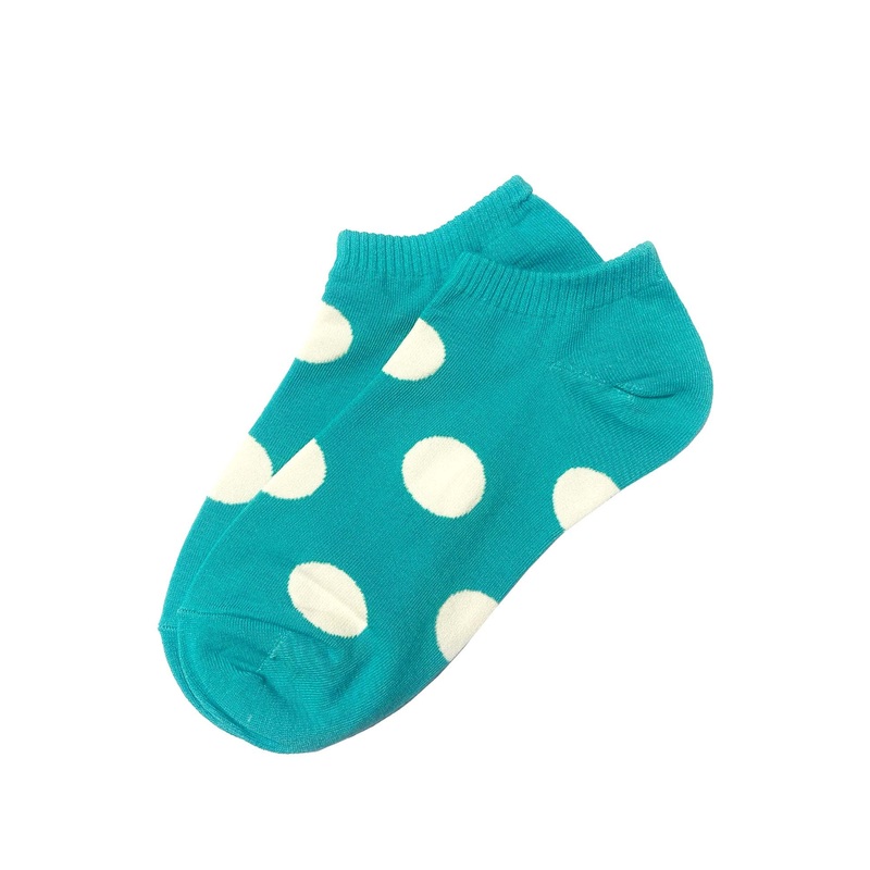 Turquoise Socks with White Polka Dots Short