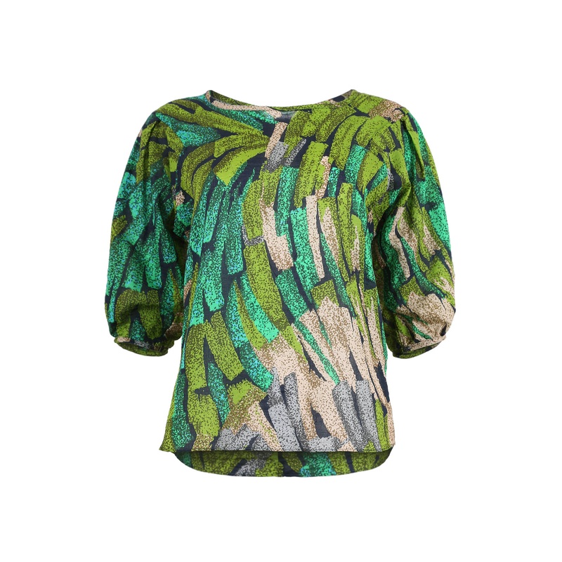 Vivant Blouse Green in Seersucker