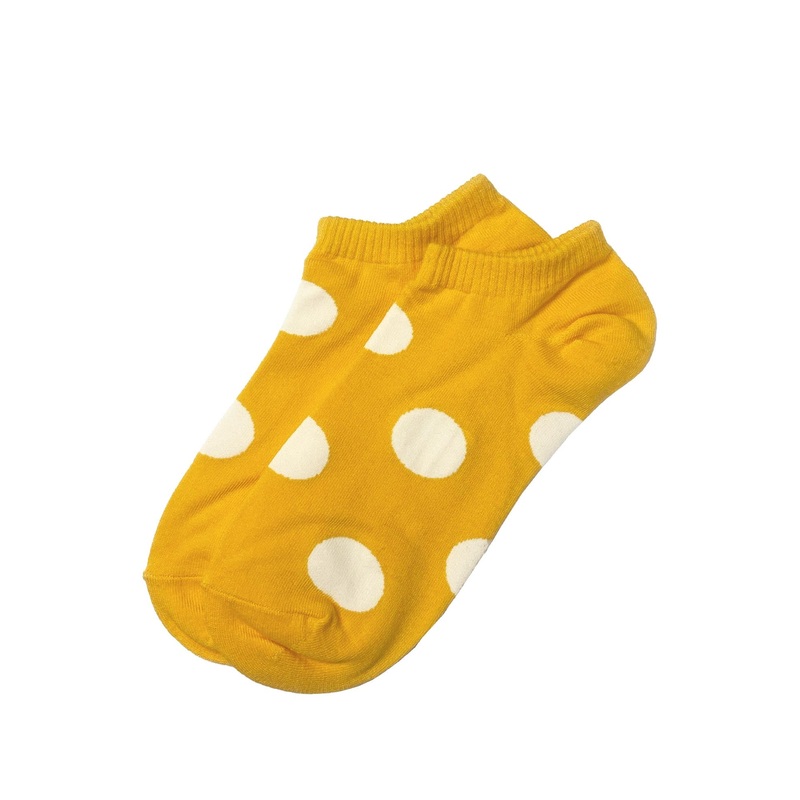Yellow Socks with White Polka Dots Short
