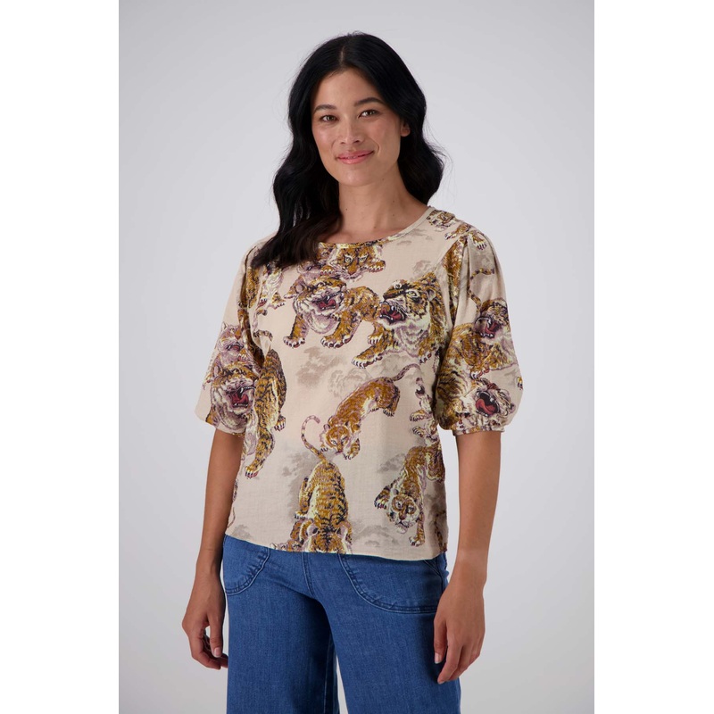 99 Tigers Blouse Ecru in Seersucker