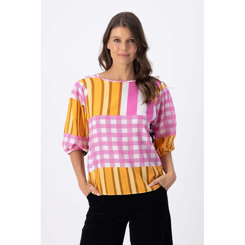 Central Park Blouse Pink in Seersucker