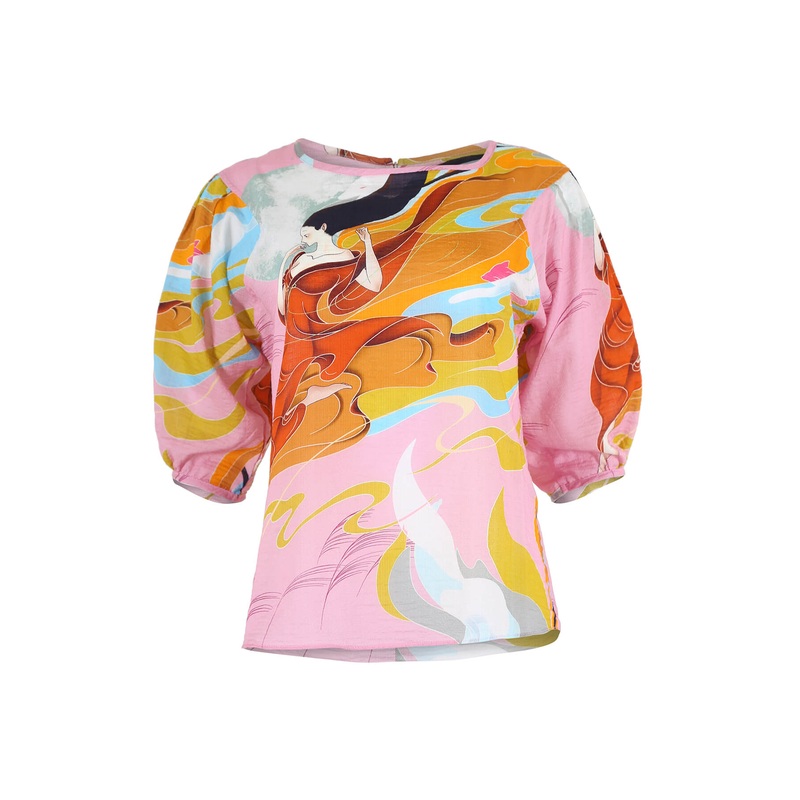 Faith Blouse Pink in Seersucker