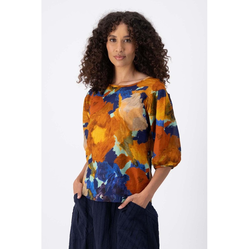 Fiorella Blouse Earth in Seersucker