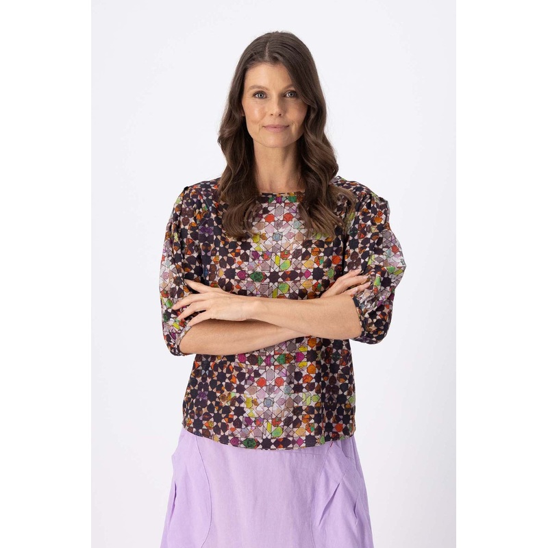 Kaleidoscope Blouse Grey in Seersucker