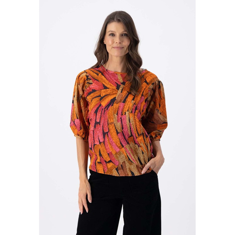 Vivant Blouse Orange in Seersucker