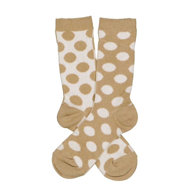 2 in 1 Spot Socks Beige/White