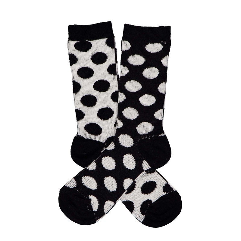 2 in 1 Spot Socks Black/White