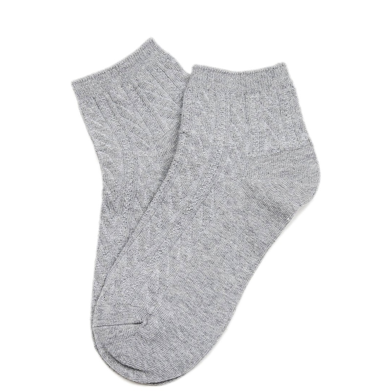 Cable Knit Cotton Socks Grey