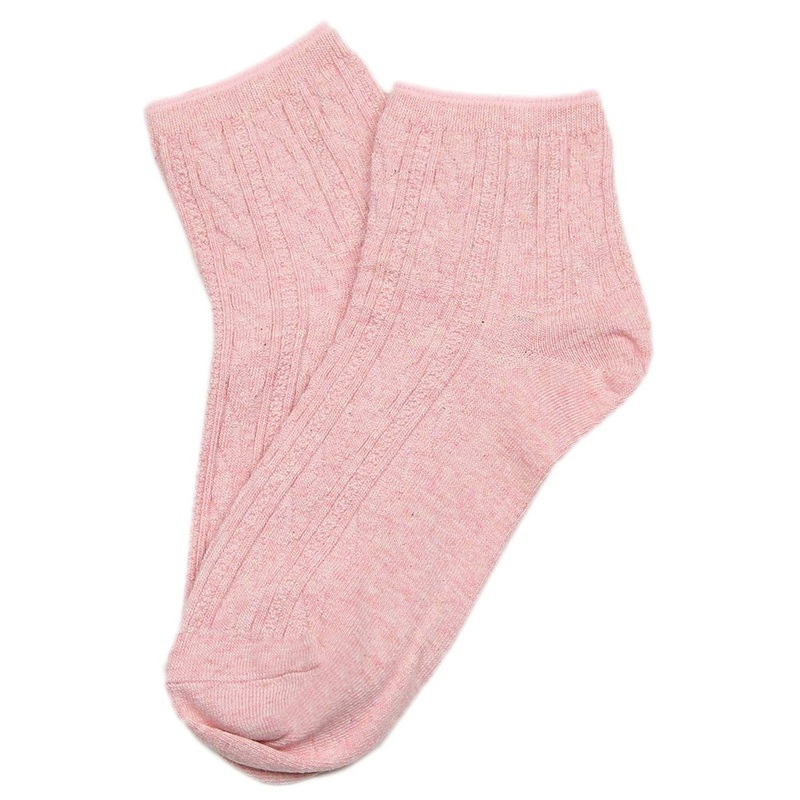 Cable Knit Cotton Socks Pink