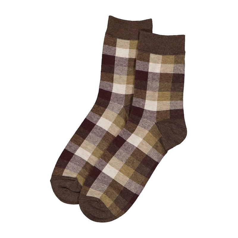 Chadwick Check Socks Chocolate