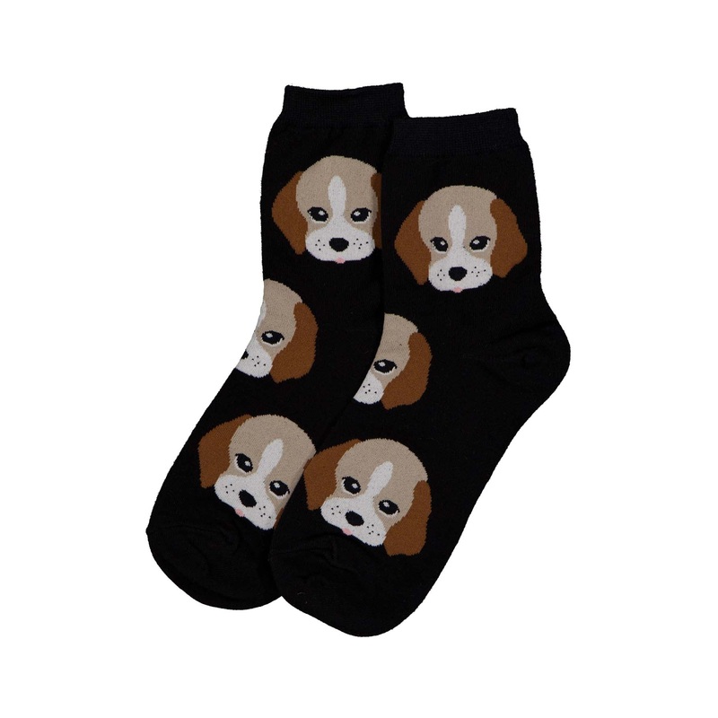 Dog Faces Socks Black Beagle