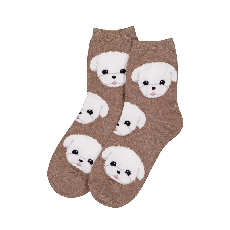Dog Faces Socks Latte