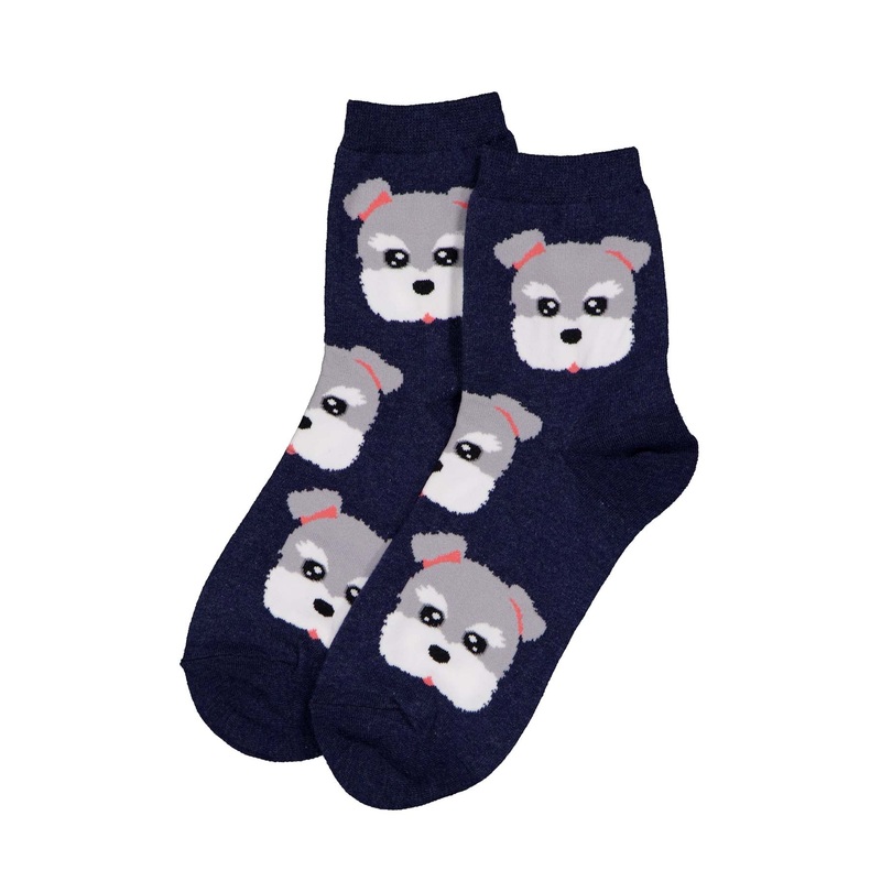 Dog Faces Socks Navy Terrier