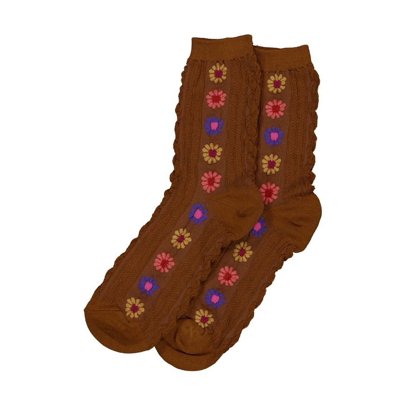Flower Power Socks Brown