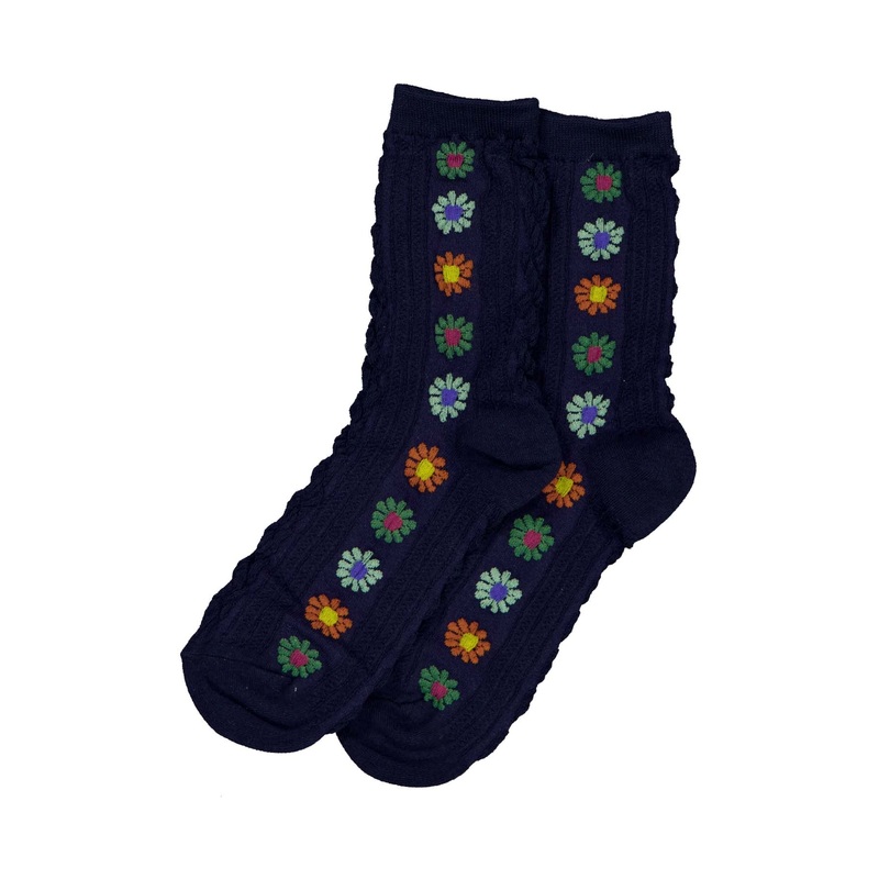 Flower Power Socks Navy