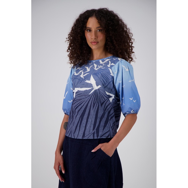 Homebound Blouse Blue in Cotton