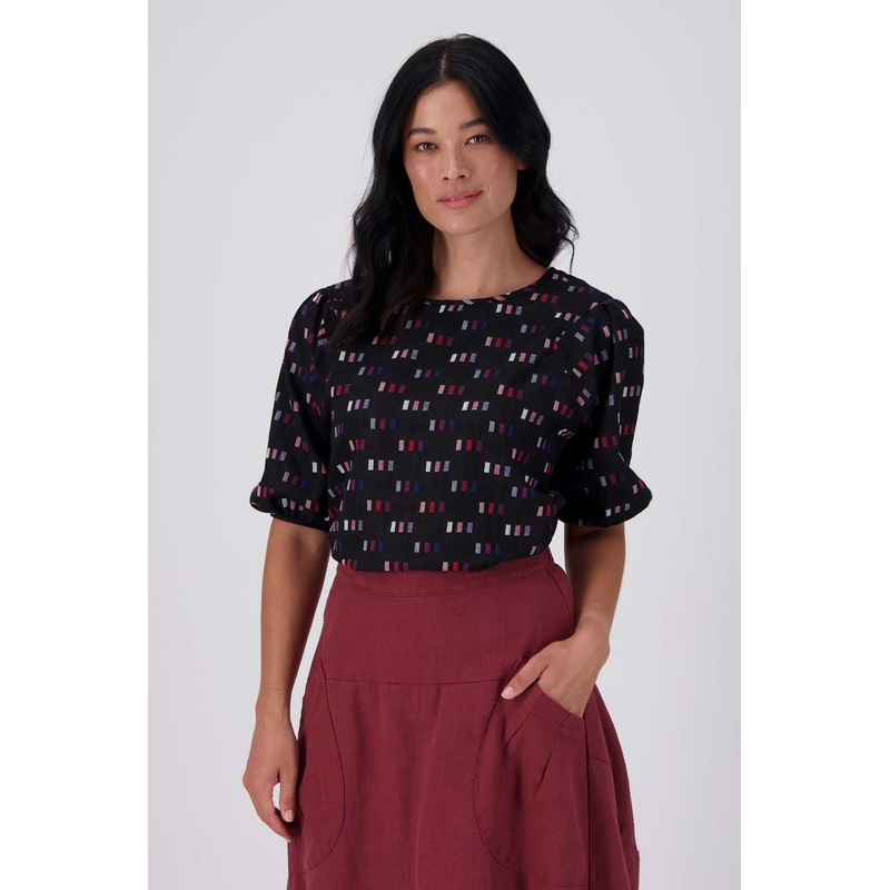 Telegraph Blouse Black in Woven Cotton