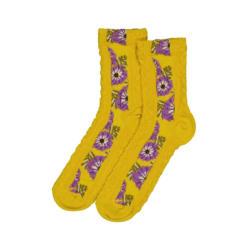 Textured Flower Socks Yellow