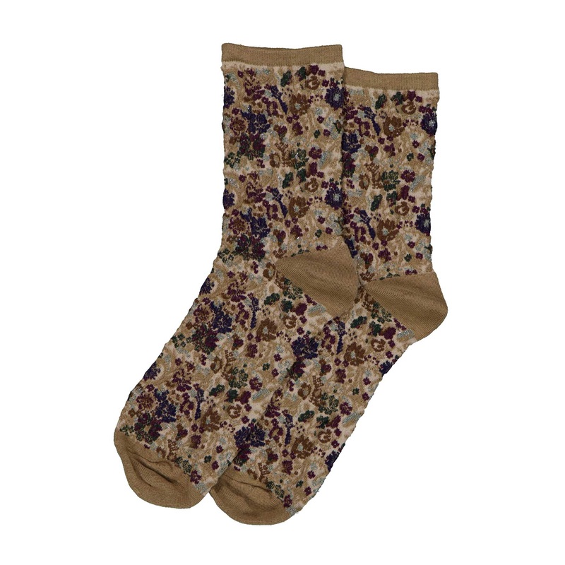 Twinkling Flower Field Socks Latte