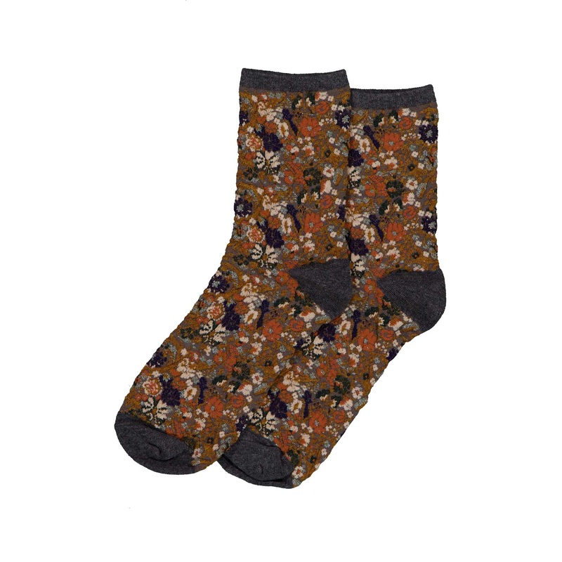 Twinkling Flower Field Socks Pumpkin