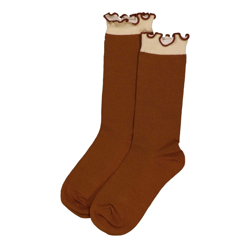 Waffle Frill Socks Caramel
