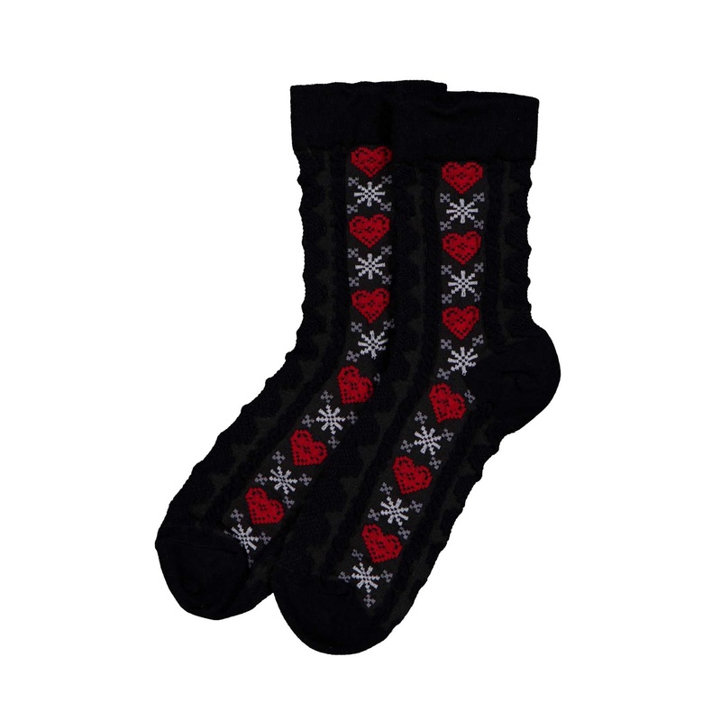 Winter Heart Socks Black