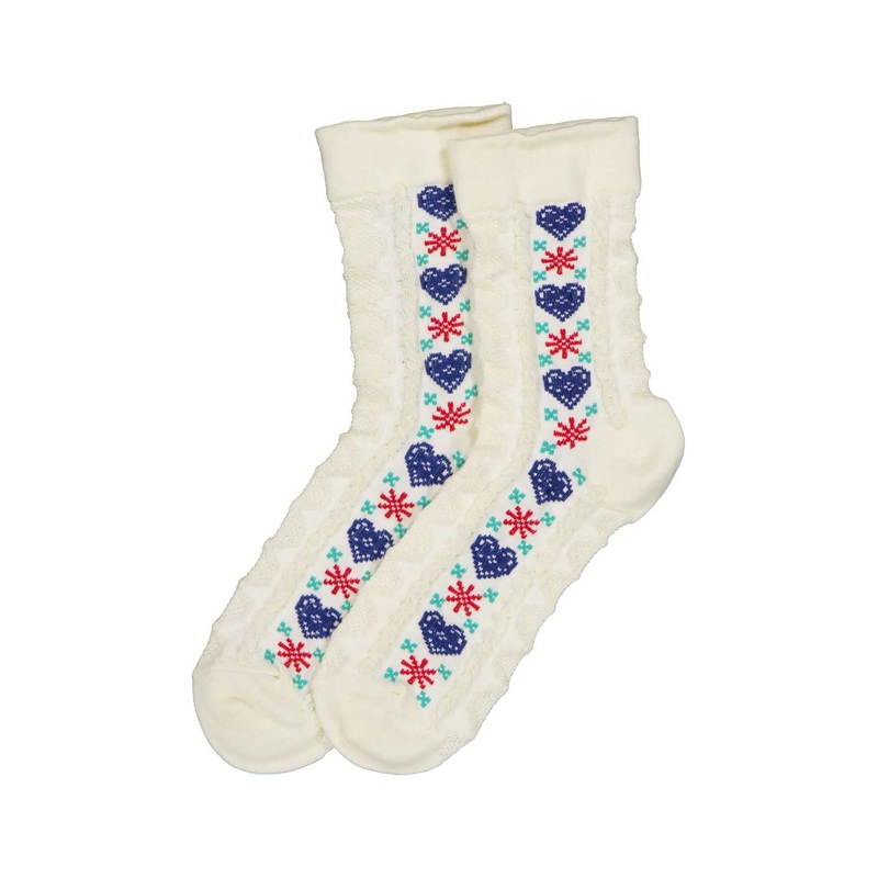 Winter Heart Socks Cream